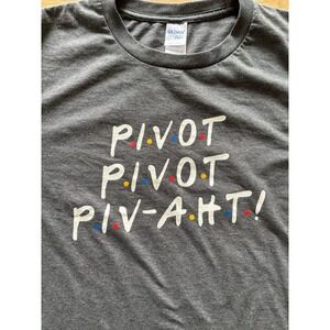 Pivot Funny Friends TV Show Unisex Gray Shirt XL + Bonus Gift Central Perk Mug
